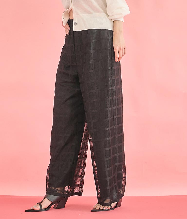 格子 チェック メッシュ ワイド パンツ【セットアップ着用可】 362-9625