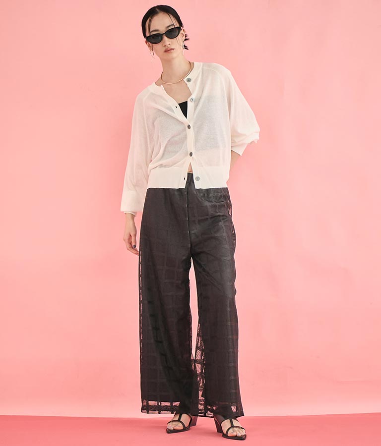 格子 チェック メッシュ ワイド パンツ【セットアップ着用可】 362-9625