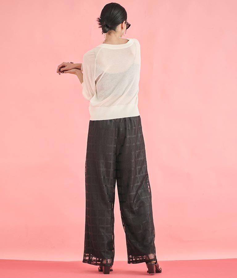 格子 チェック メッシュ ワイド パンツ【セットアップ着用可】 362-9625