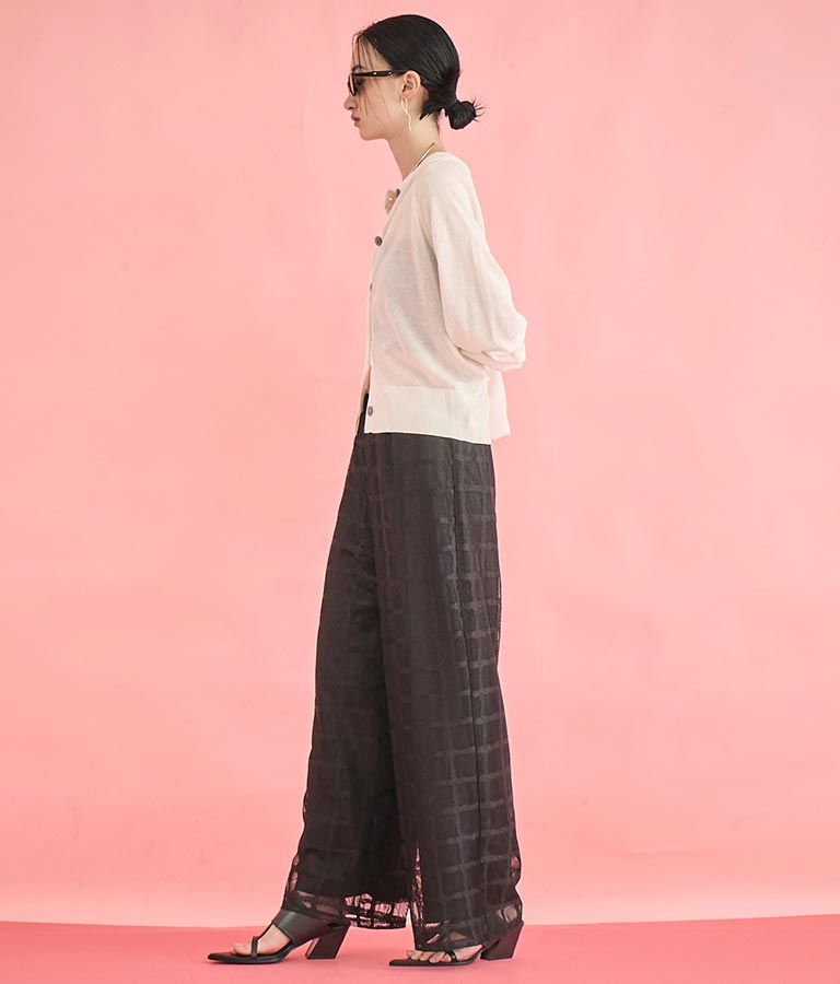 格子 チェック メッシュ ワイド パンツ【セットアップ着用可】 362-9625