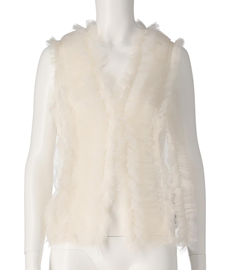 Eimee Law チュール フリル ギャザー デザイン ジレ 364-9605