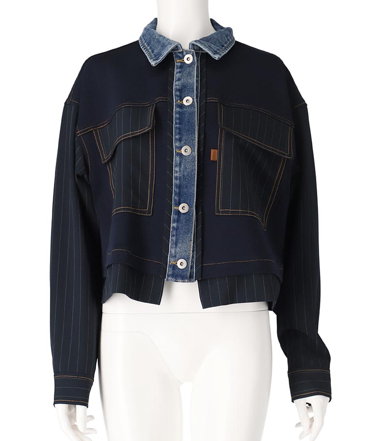 Eimee Law デニム × ストライプ ボンディング ジャケット 365-9600