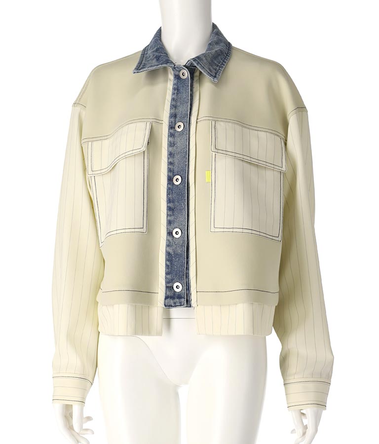 Eimee Law デニム × ストライプ ボンディング ジャケット 365-9600