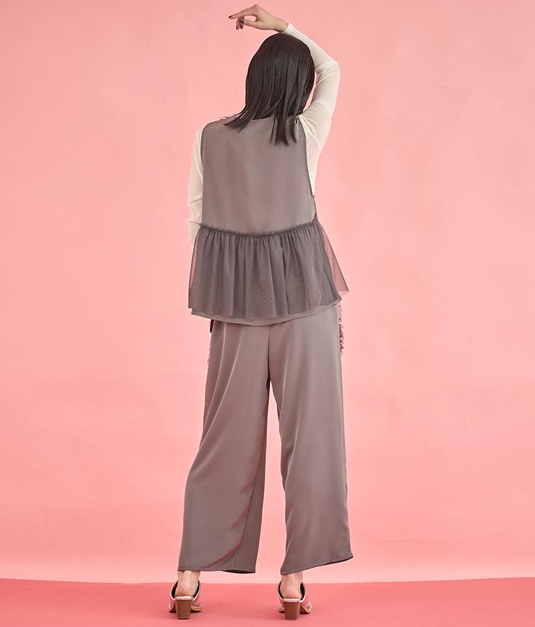 EimeeLaw チュール フリル ジレ パンツ セットアップ 368-9606