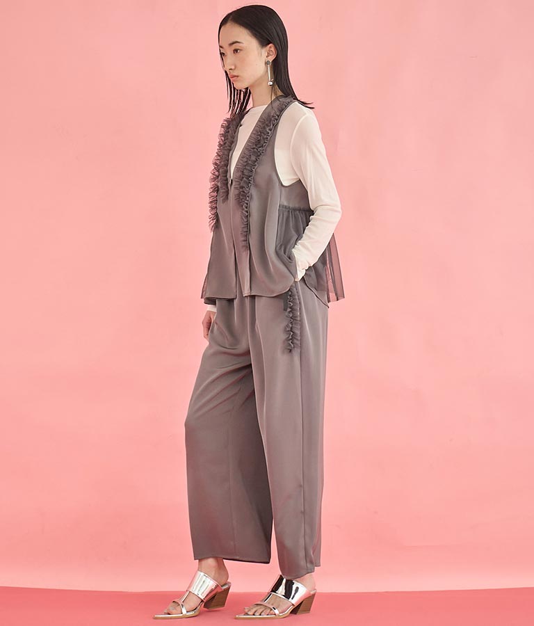 EimeeLaw チュール フリル ジレ パンツ セットアップ 368-9606