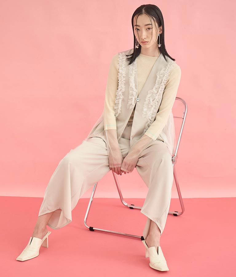EimeeLaw チュール フリル ジレ パンツ セットアップ 368-9606
