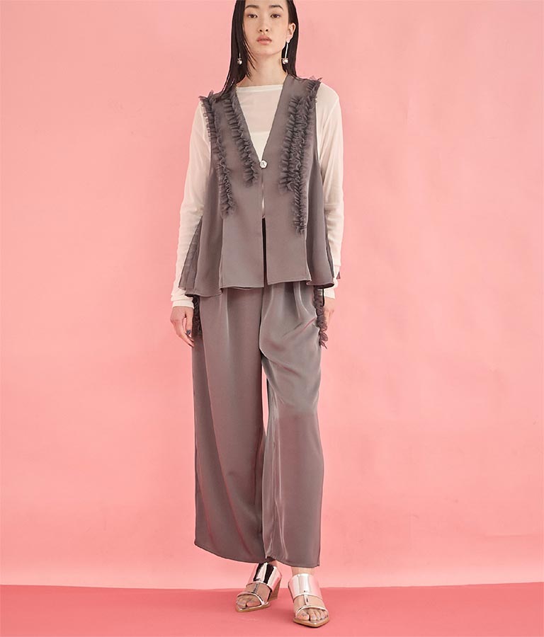 EimeeLaw チュール フリル ジレ パンツ セットアップ 368-9606