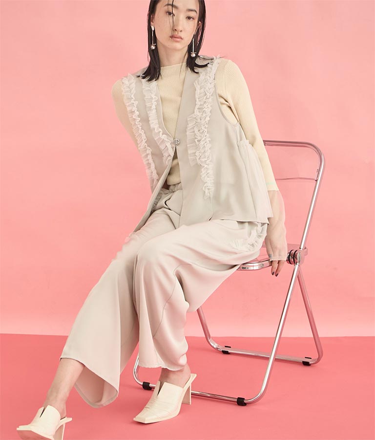 EimeeLaw チュール フリル ジレ パンツ セットアップ 368-9606