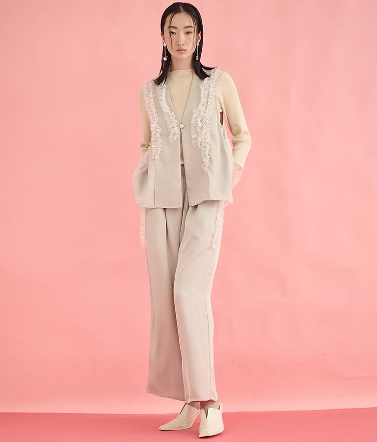 EimeeLaw チュール フリル ジレ パンツ セットアップ 368-9606