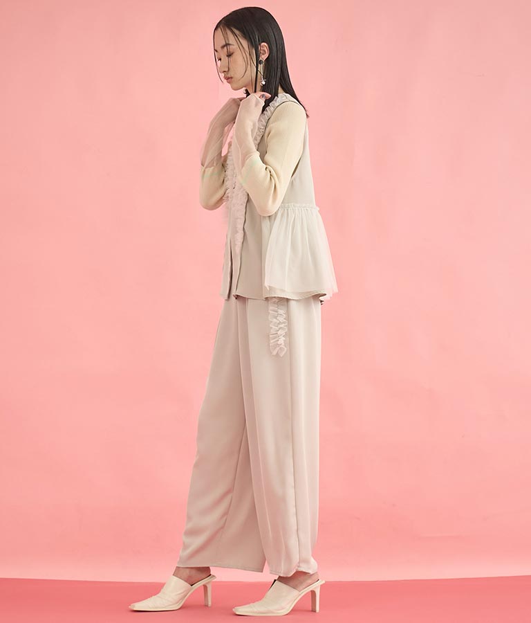 EimeeLaw チュール フリル ジレ パンツ セットアップ 368-9606