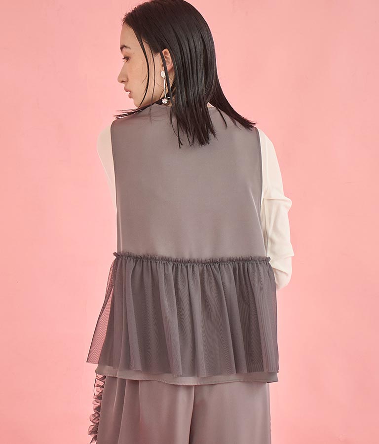 EimeeLaw チュール フリル ジレ パンツ セットアップ 368-9606
