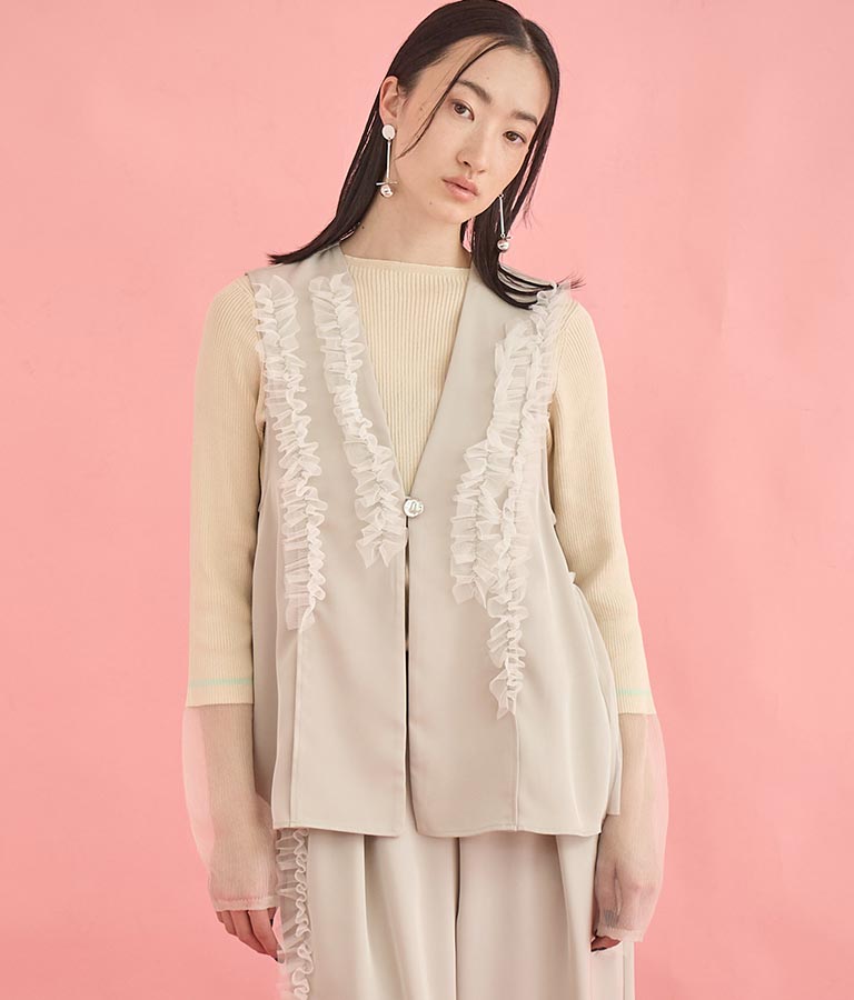 EimeeLaw チュール フリル ジレ パンツ セットアップ 368-9606