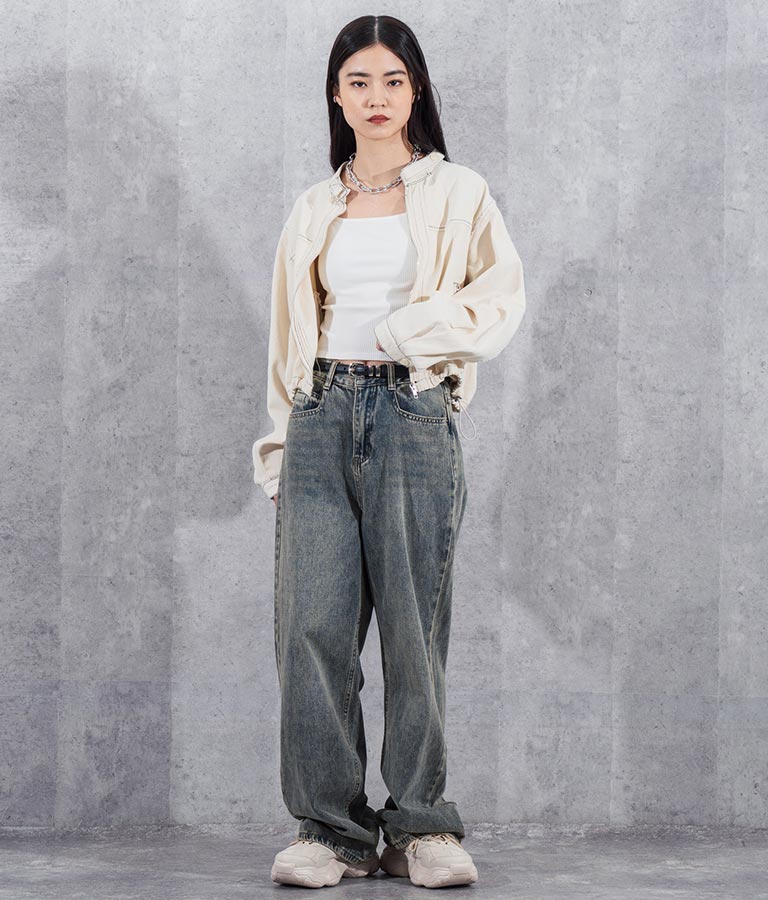 ヴィンテージ オーバーダイ 加工 ストレート デニム パンツ 152-5603