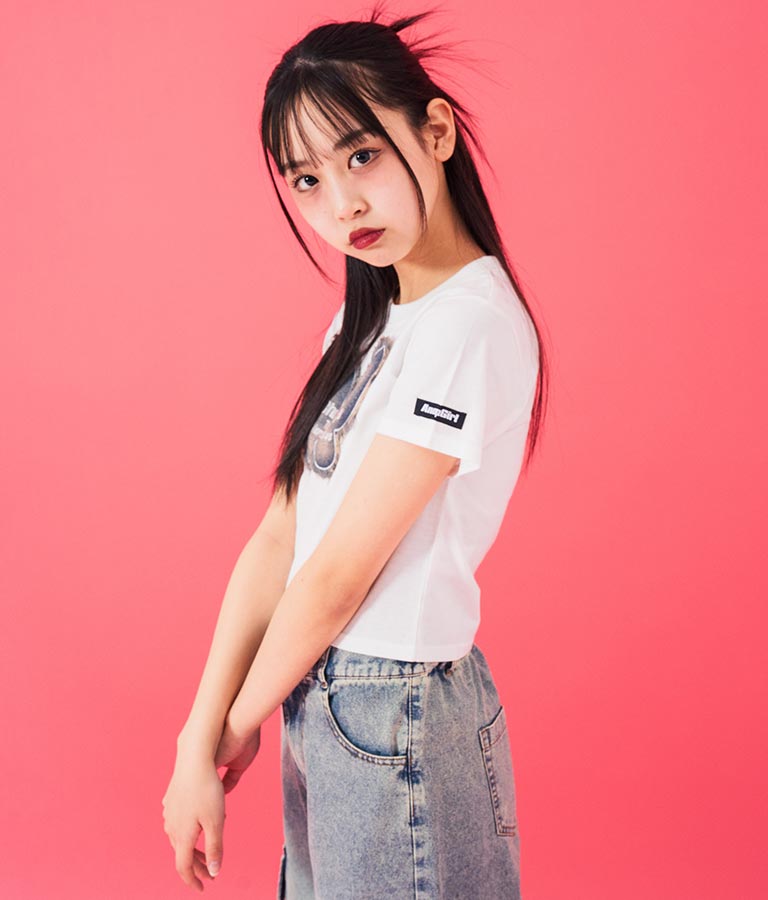 デニム バタフライ ワッペン モチーフ ミニ Tシャツ 913-7633