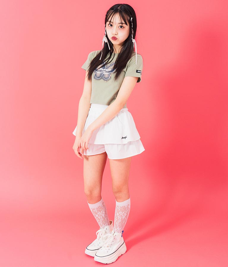 デニム バタフライ ワッペン モチーフ ミニ Tシャツ 913-7633