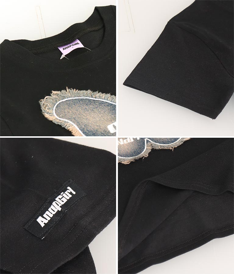 デニム バタフライ ワッペン モチーフ ミニ Tシャツ 913-7633