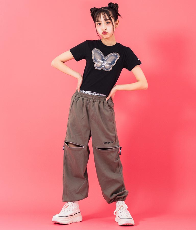 デニム バタフライ ワッペン モチーフ ミニ Tシャツ 913-7633
