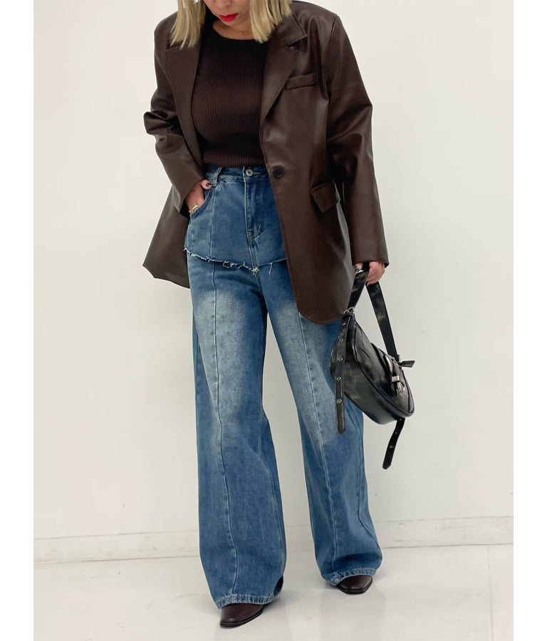 サムホール バック オープン リブ ニット トップス 153-5304