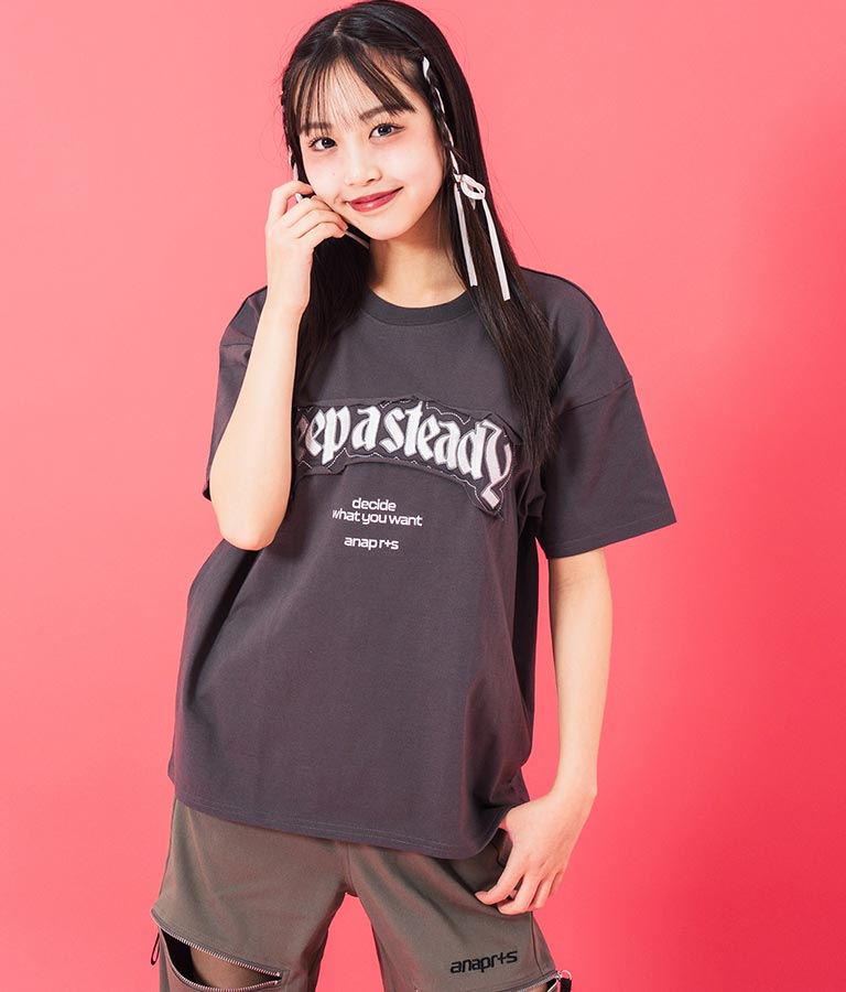 ANAP R+S ダメージ ワッペン ロゴ Tシャツ 【ユニセックス】913-7629