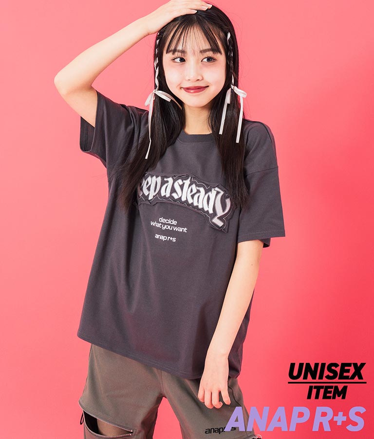 ANAP R+S ダメージ ワッペン ロゴ Tシャツ 【ユニセックス】913-7629