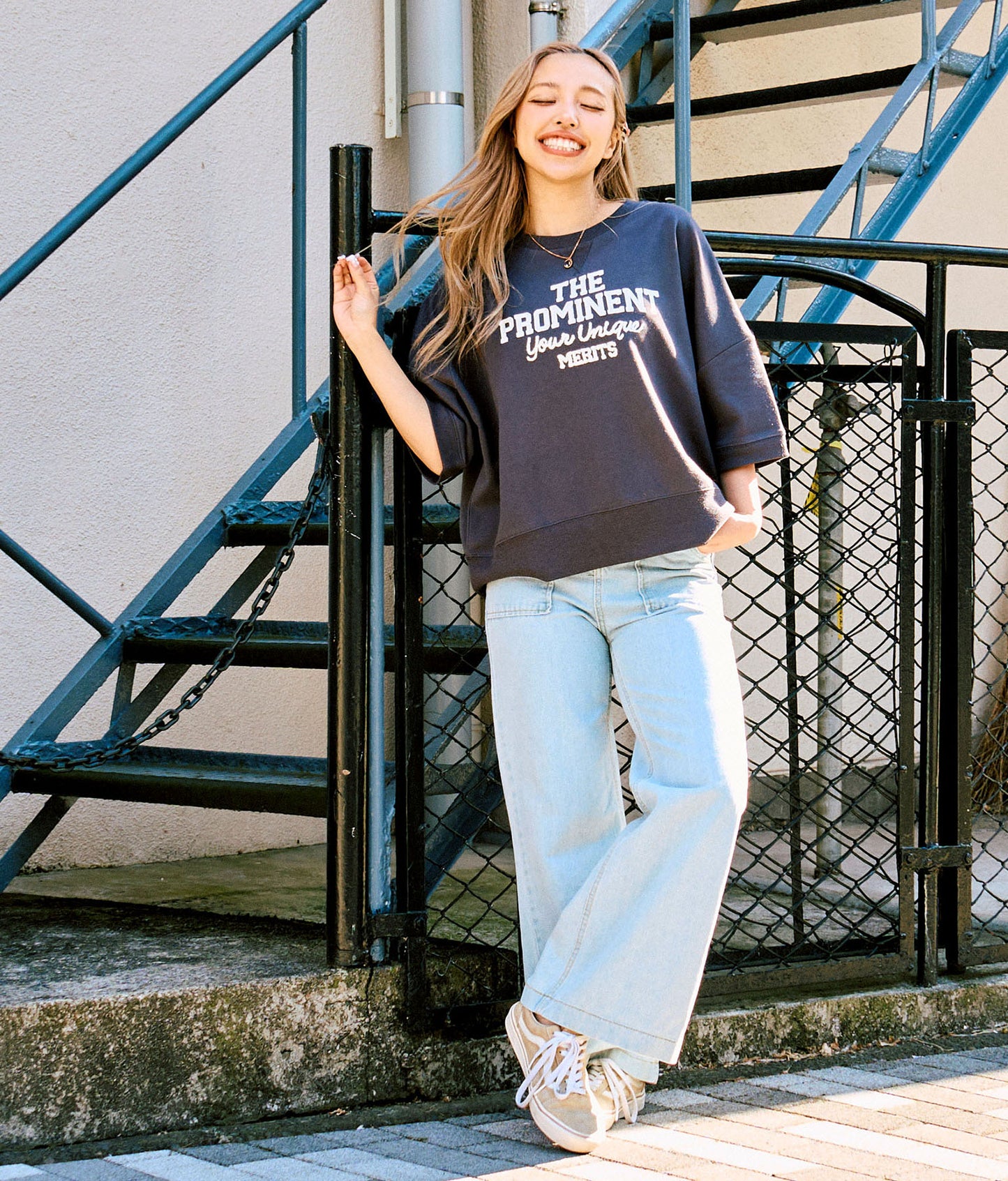 ガーゼ 裏毛 メッセーシ刺繍 半袖 スウェット トップス 853-5926