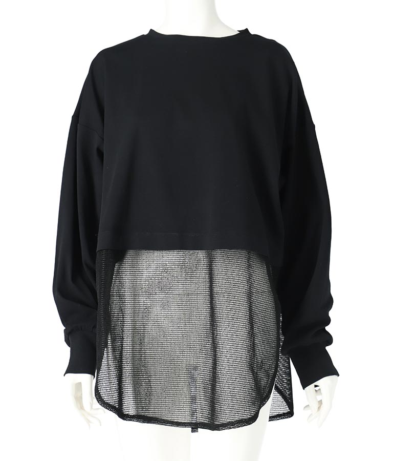 接触冷感 メッシュ ドッキング ロングスリーブ Tシャツ 363-9649