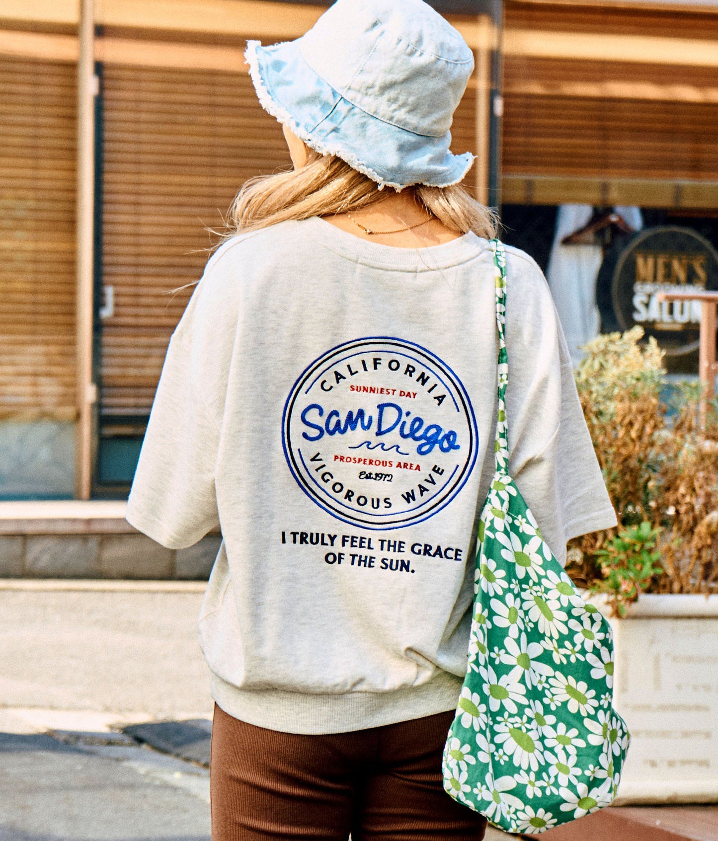 ガーゼ 裏毛 サークル SURF 刺繍 半袖 スウェット トップス 853-5925