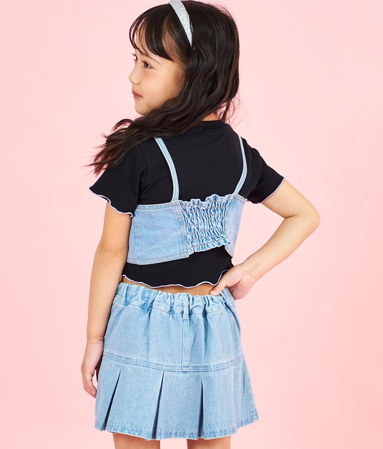 Tシャツ ×レースアップ ビスチェ セット トップス 428-3377