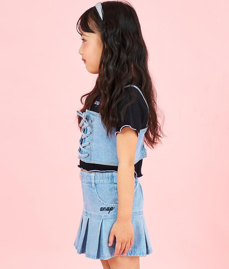 Tシャツ ×レースアップ ビスチェ セット トップス 428-3377