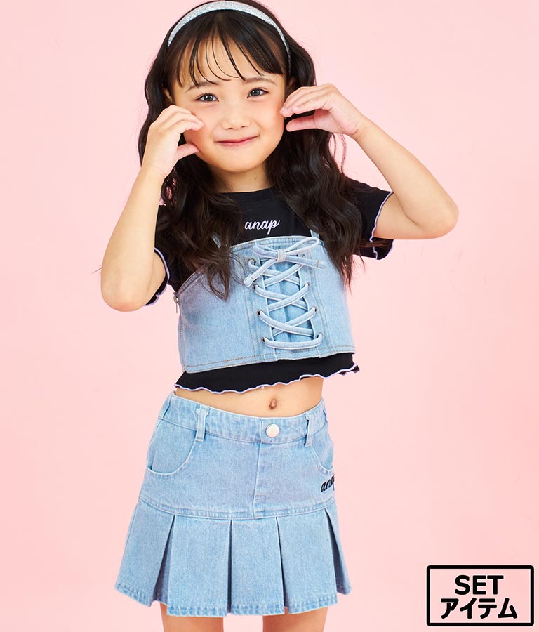 Tシャツ ×レースアップ ビスチェ セット トップス 428-3377