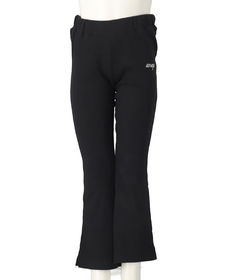 ラインストーン ロゴ スリット フレア テレコ パンツ【セットアップ着用可】 422-3376