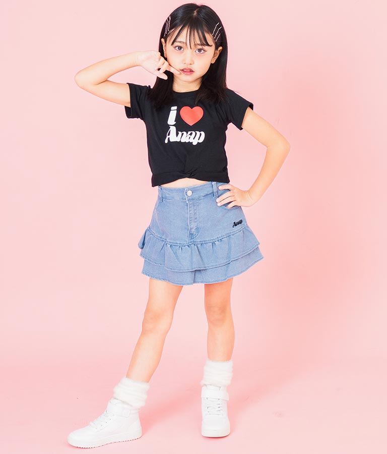I LOVE ロゴ ウエスト クロス ミニ Tシャツ【ジュニアお揃い】 423-3374