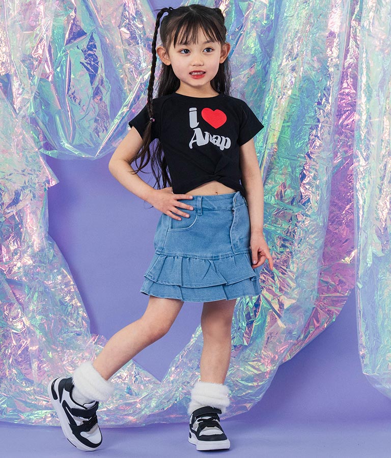 I LOVE ロゴ ウエスト クロス ミニ Tシャツ【ジュニアお揃い】 423-3374