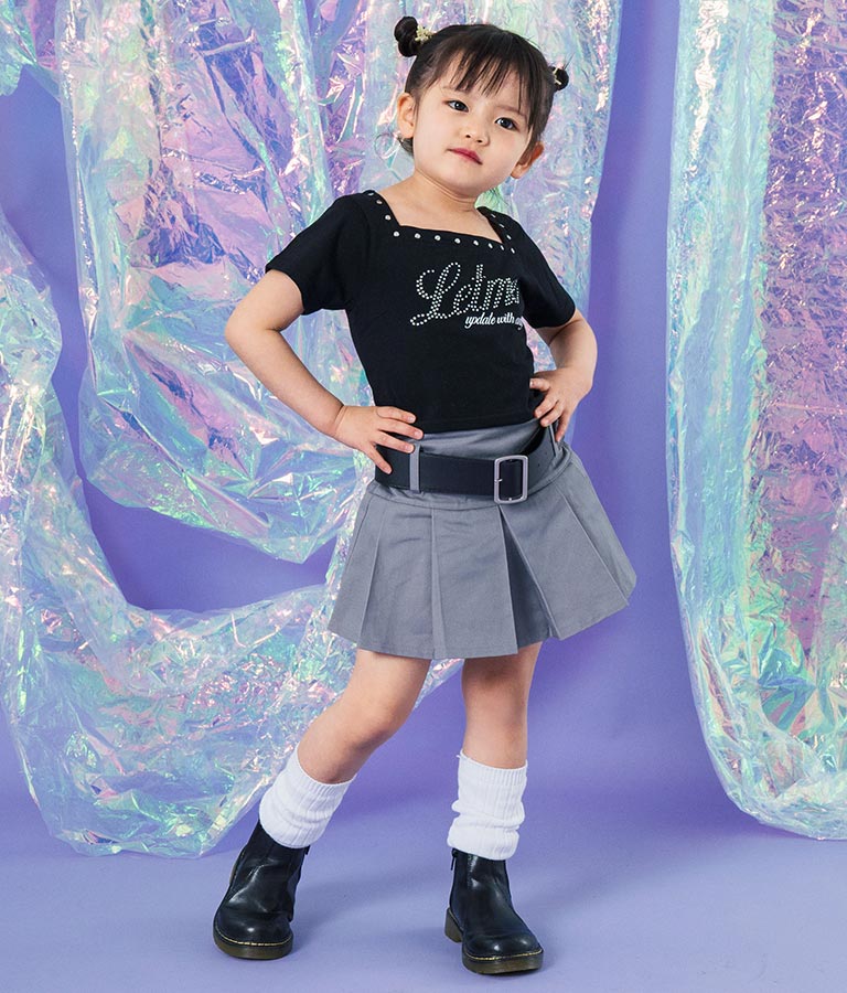 スクエアネック ラインストーン Tシャツ 423-3365