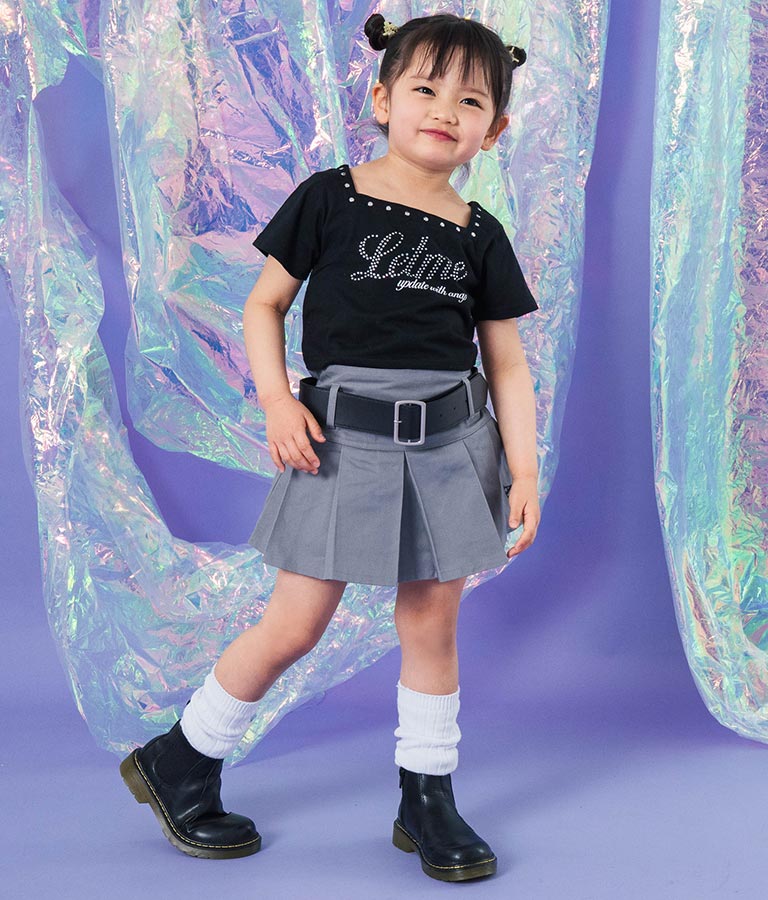 スクエアネック ラインストーン Tシャツ 423-3365