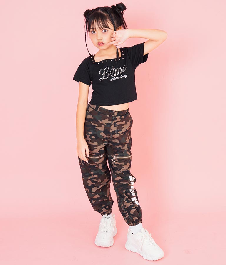 スクエアネック ラインストーン Tシャツ 423-3365