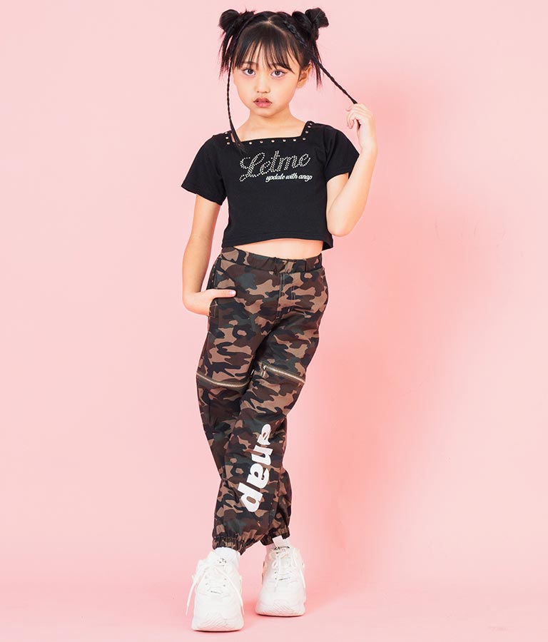 スクエアネック ラインストーン Tシャツ 423-3365