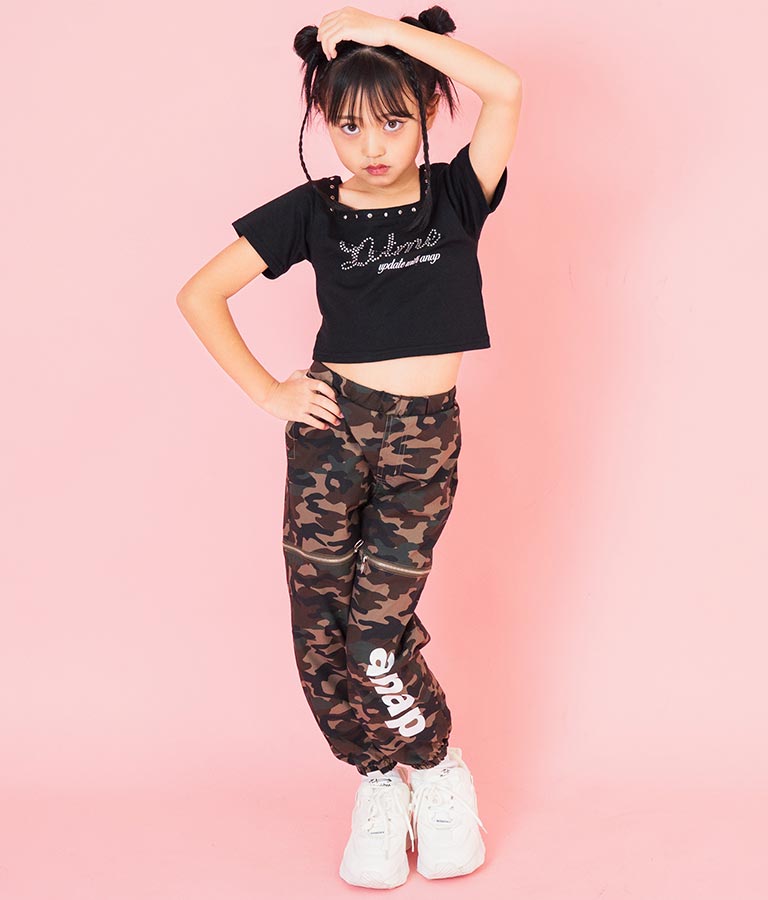 スクエアネック ラインストーン Tシャツ 423-3365