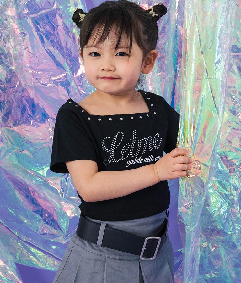 スクエアネック ラインストーン Tシャツ 423-3365