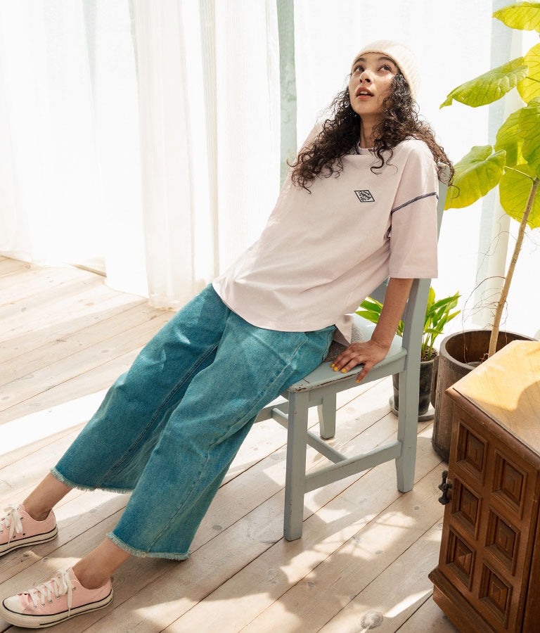 オルテガ デニム ワッペン オーバーサイズ 半袖 Tシャツ 853-5930