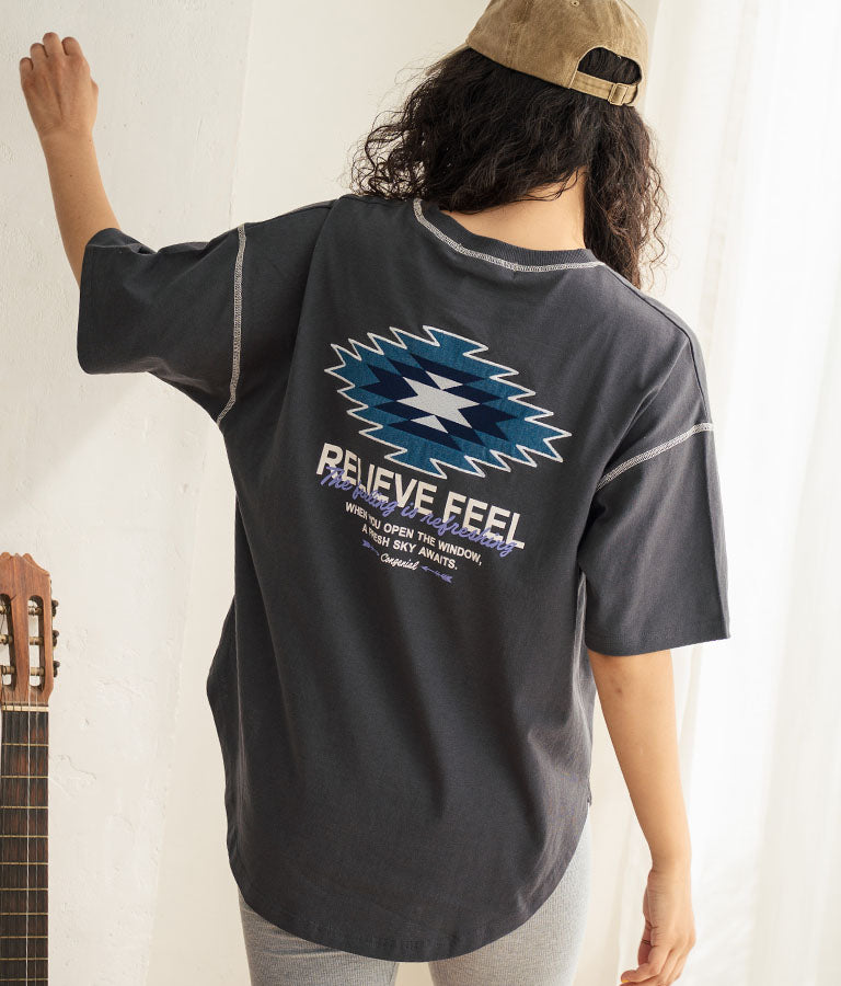 オルテガ デニム ワッペン オーバーサイズ 半袖 Tシャツ 853-5930