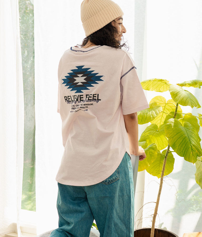 オルテガ デニム ワッペン オーバーサイズ 半袖 Tシャツ 853-5930