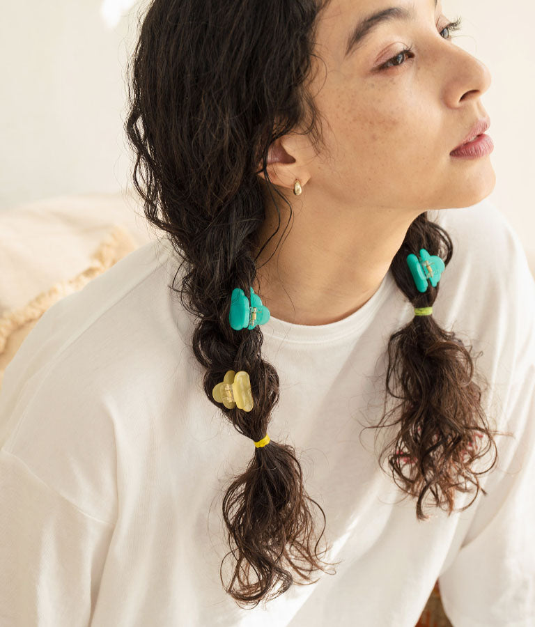 2セット モクモク クリア カラー ミニ ヘア クリップ 859-5944