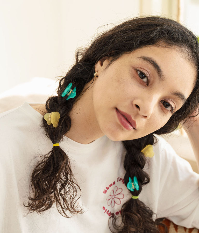 2セット モクモク クリア カラー ミニ ヘア クリップ 859-5944