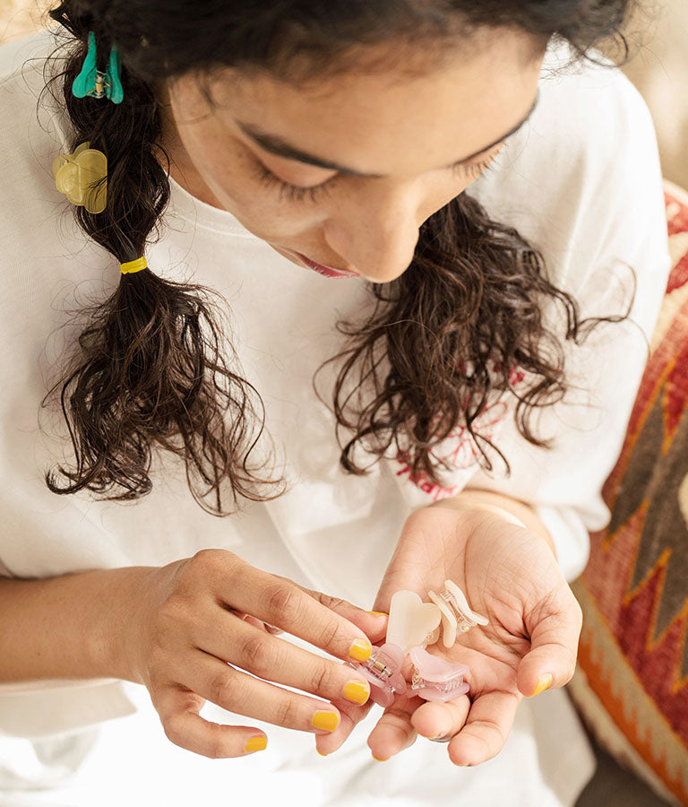 2セット モクモク クリア カラー ミニ ヘア クリップ 859-5944