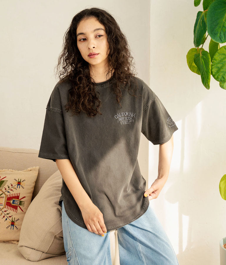 ピグメント加工 カットオフ CALIFORNIA ロゴ Tシャツ