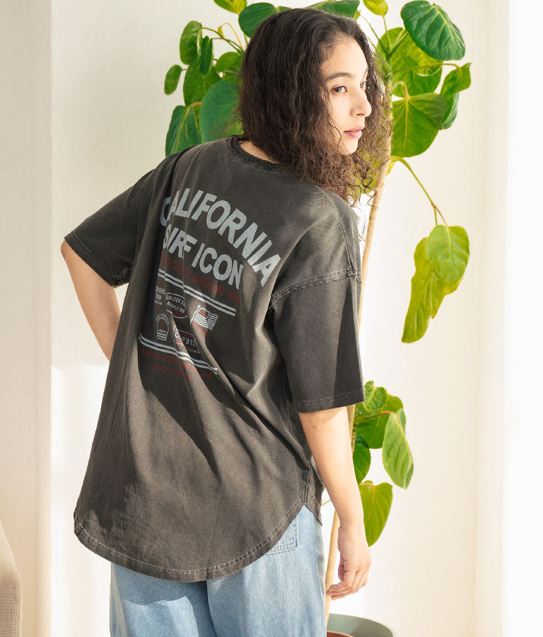 ピグメント加工 カットオフ CALIFORNIA ロゴ Tシャツ 853-5929