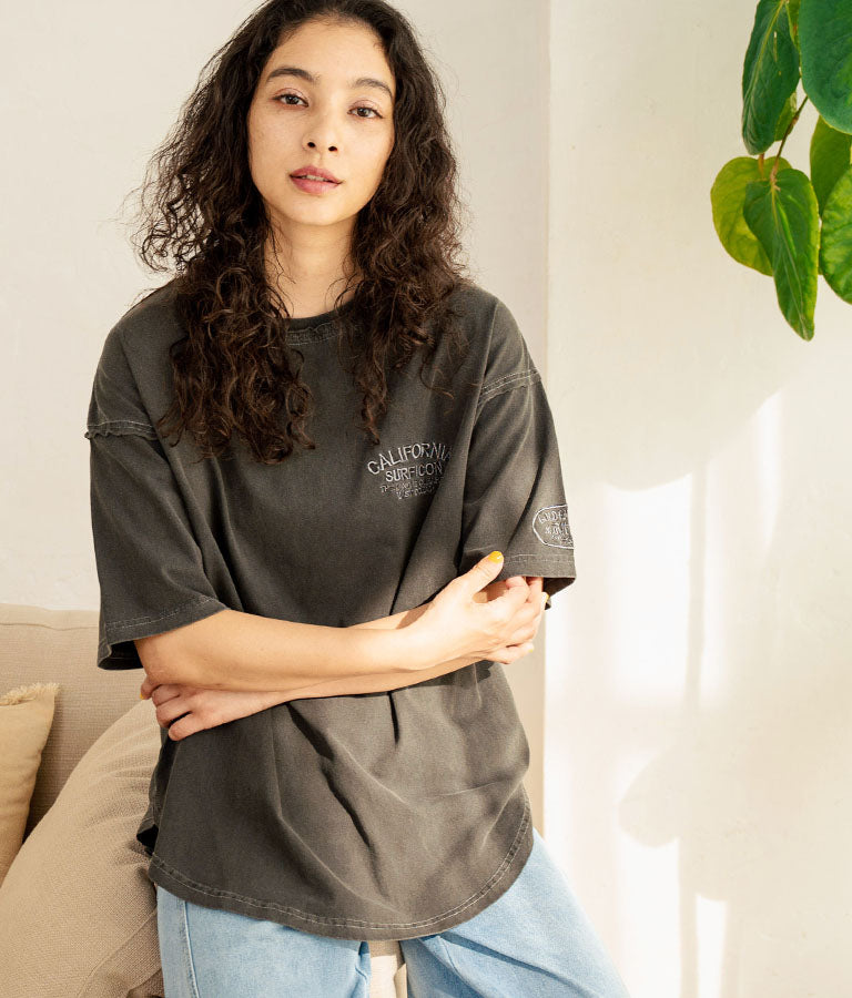 ピグメント加工 カットオフ CALIFORNIA ロゴ Tシャツ 853-5929
