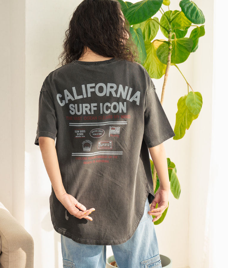 ピグメント加工 カットオフ CALIFORNIA ロゴ Tシャツ 853-5929