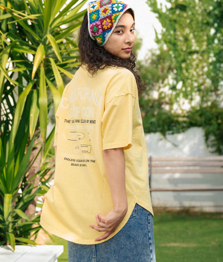 ピグメント加工 カットオフ CALIFORNIA ロゴ Tシャツ 853-5929